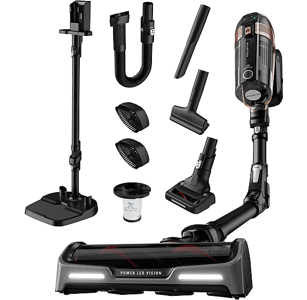 Aspirador escoba - Rowenta RH99F1, 550 W, Potencia de succión 230 AirWatt, Depósito 0,9 l, Autonomía 80 min, Negro