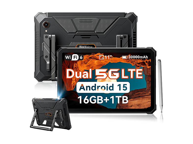 01-1007 Tablet - Blackview Active 12 PRO 5G, 1 TB, Negro, 11 " Full-HD+, 16 GB RAM, MediaTek Dimensity 7300 (Ocho núcleos), Tablet Android - Imagen 1