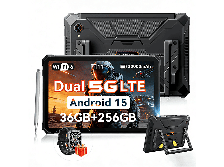 01-1022 Tablet - Blackview Active 12 PRO 5G, 256 GB, Negro, 11 " Full-HD+, 12 GB RAM, MediaTek Dimensity 7300 (Ocho núcleos), Tablet Android - Imagen 1