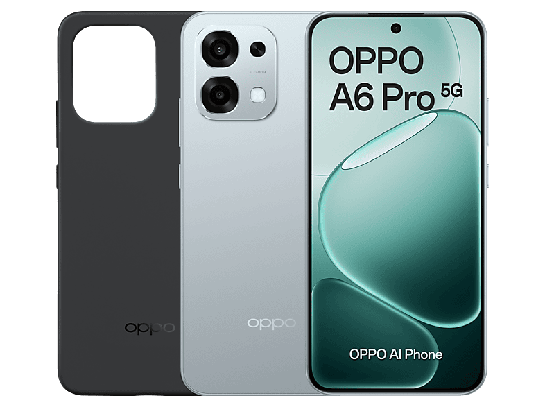 01-1085 Móvil - Oppo A6 Pro 5G, Lunar Titanium, 256GB, 8GB RAM, 6.57" AMOLED, Mediatek Dimensity 6300 (6nm), 6.500mAh, IP69, Pantalla AMOLED 120 Hz - Imagen 1
