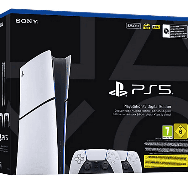 PS5 - Sony PlayStation 5 Digital Edition (Chasis E) + DualShock, 825 GB, Blanco