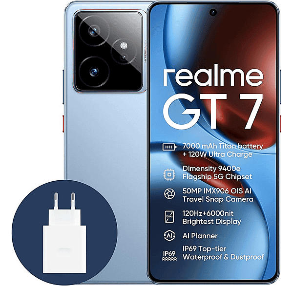 Smartphone - Realme GT 7, Azul, Móvil Android, 512 GB, 12 GB RAM, 6,78 ", Octa-Core Processor, 7000 mAh
