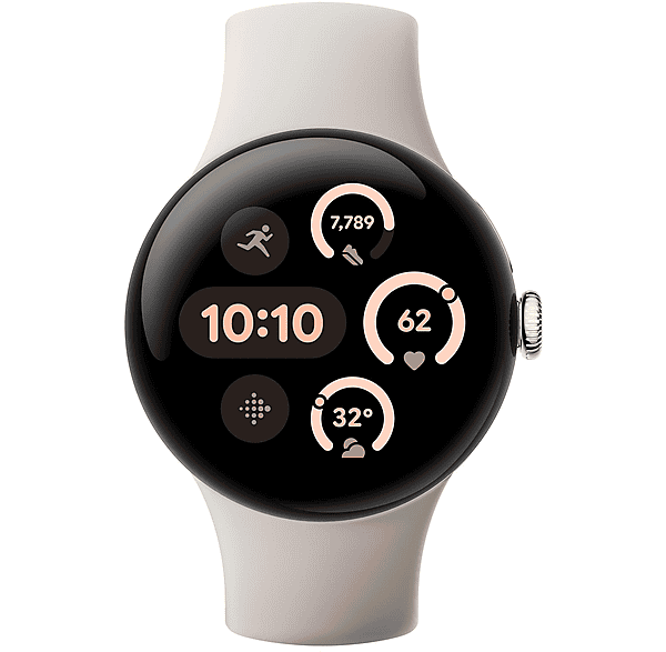 Smartwatch - Google PIXEL WATCH 3 41MM SILVER, S-L, Aluminio 100% reciclado, Porcelana