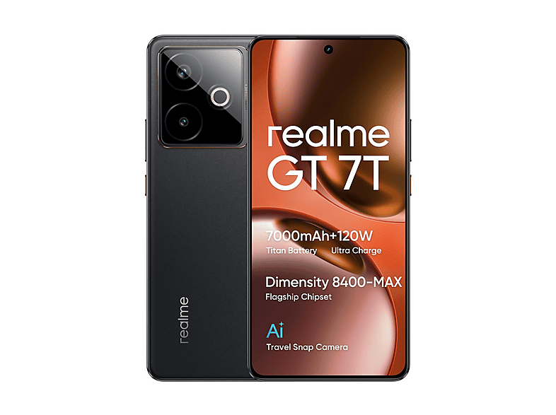 01-707 Smartphone - Realme GT7T 6.8P/5G/8N/12+512GB/B, Negro, Móvil Android, 12 GB RAM, 6,8 " LTPS 2.5D, Dimensity 8400MAX, 7000 mAh - Imagen 1