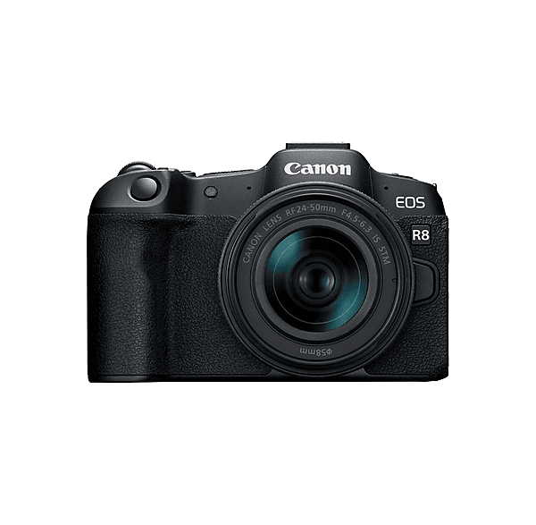 Cámara EVIL - Canon EOS R8+RF 24-50MM F4.5-6.3 IS STM, 25,6 megapixel, CMOS, 4K 3840p, Negro