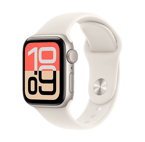 Smartwatch - Apple Watch SE 3 (2025), GPS, 44 mm, Caja de aluminio Blanco estrella, Correa deportiva Blanco estrella, M/L, Calidad del sueño