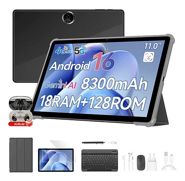 Tablet - Blackview ZENO 5 con Auriculares Bluetooth, 128 GB, Negro, 11 " HD, 6 GB RAM, UMS9230E(T7250), Tablet Android