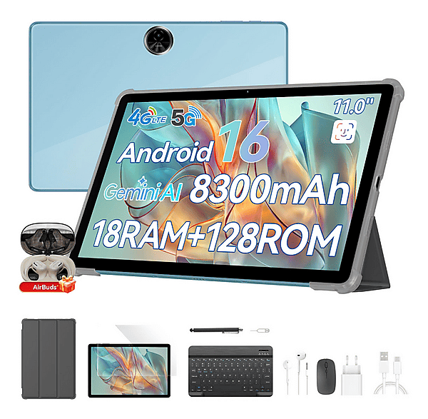 Tablet - Blackview ZENO 5 con Auriculares Bluetooth, 128 GB, Azul, 11 " HD, 6 GB RAM, UMS9230E(T7250), Tablet Android