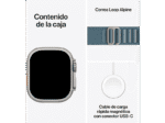 Smartwatch - Apple Watch Ultra 3 (2025), GPS+CEL, 49 mm, Caja de Titanio Natural, Correa Alpine Loop Azul claro, M, Calidad del sueño, Via satélite - Imagen 8