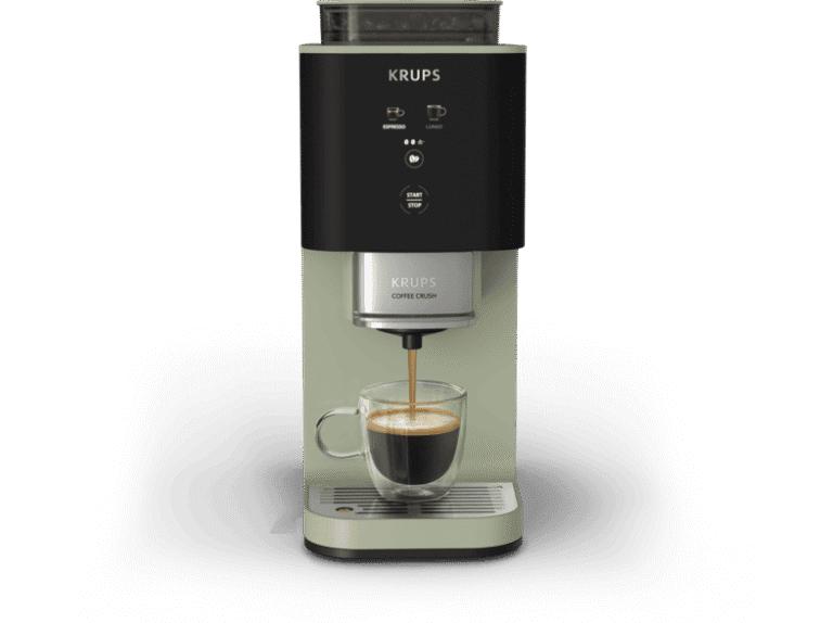 Cafetera superautomática - Krups Coffee Crush, Café en grano y molido, 15 bares, 2 recetas de café, Táctil, Compacta, 3 niveles de molienda, Verde
