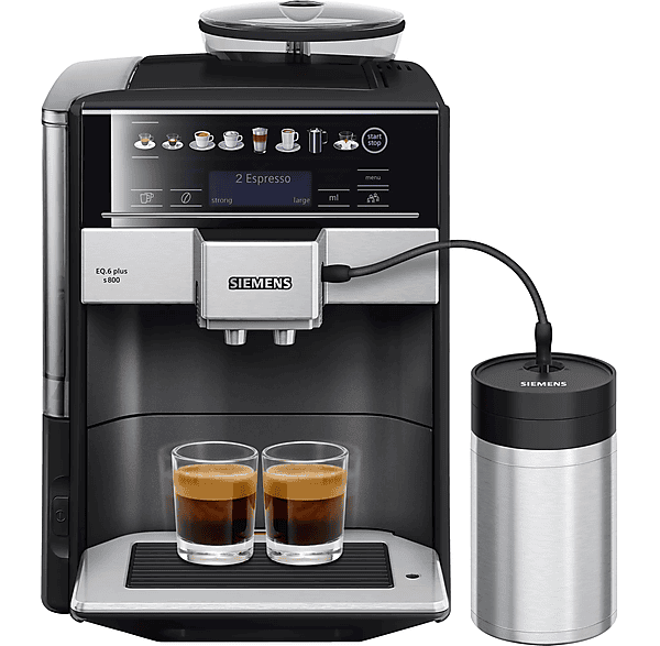 Máquina espresso - Siemens TE658209RW, 19 bar, 1500 W, 0,5 l, 2,0 tazas, Negro, Acero inoxidable