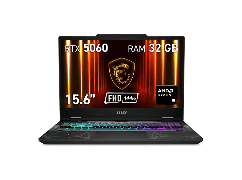 Portátil Gaming - MSI Cyborg A15, 15,6 " Full-HD, AMD Ryzen 9 270, 32 GB RAM, 1 TB SSD, GeForce RTX™ 5060, FreeDOS (Sin sistema operativo)