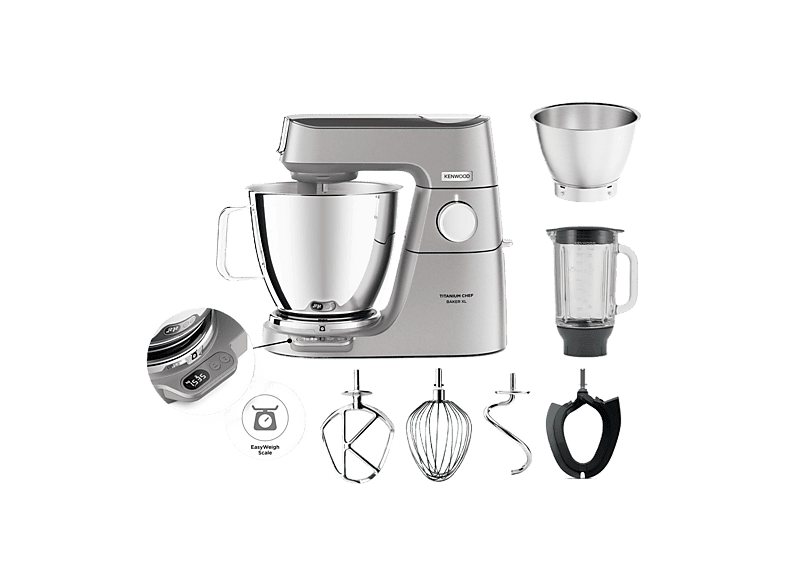 Robot amasador - Kenwood KVL85124SI, 1200 W, 7 l, Acero inoxidable
