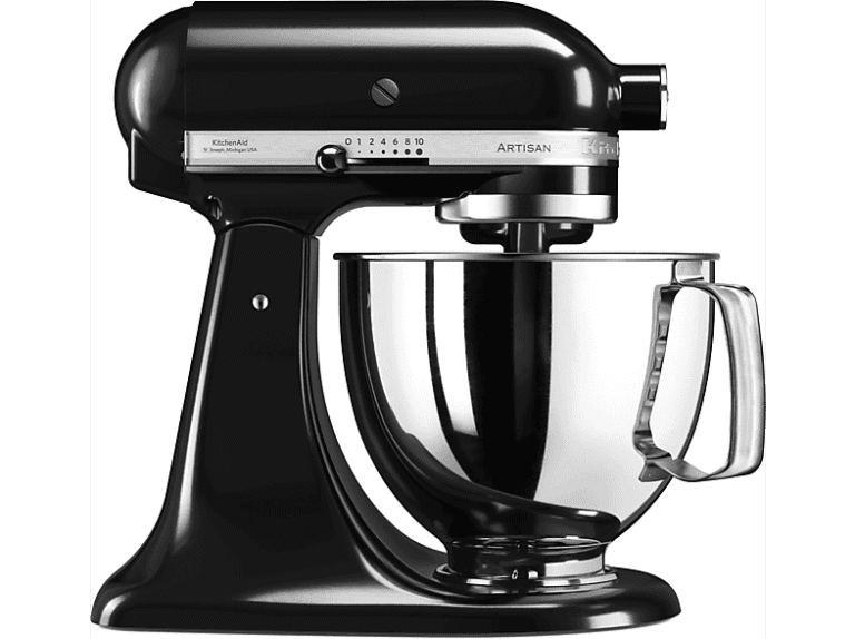 Robot amasador - KitchenAid 5KSM125EOB, 300W, 4.8L, Negro