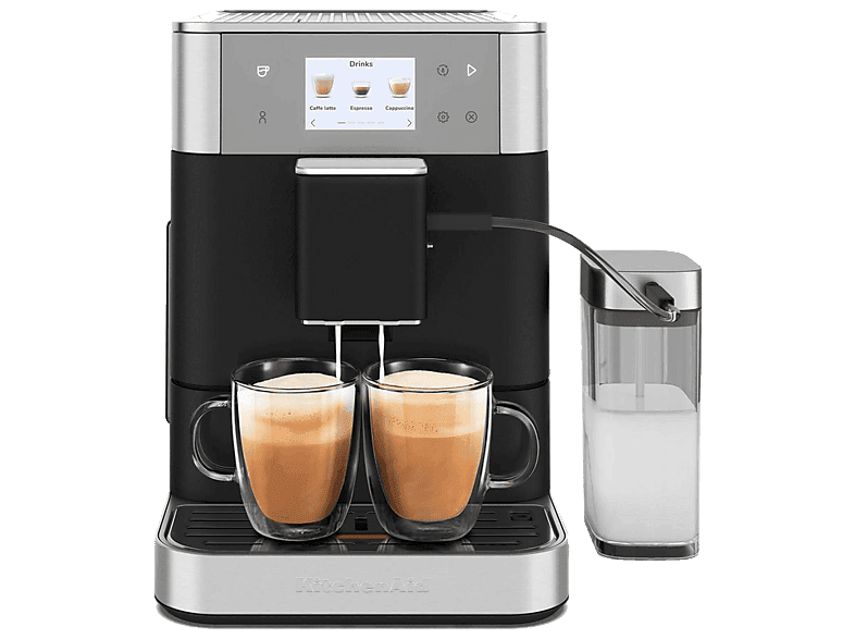 esy-5413184802301-1-1 Cafetera express - KitchenAid 5KES8557EBK, 15 bar, 1450W, Depósito 2.2L, 2 Tazas, Espumador de Leche Automático, Plata/Negro
