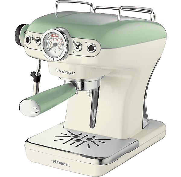 Cafetera express - Ariete 1389 Vintage, 15 bar, 850 W, 2 tazas, Beige, Verde