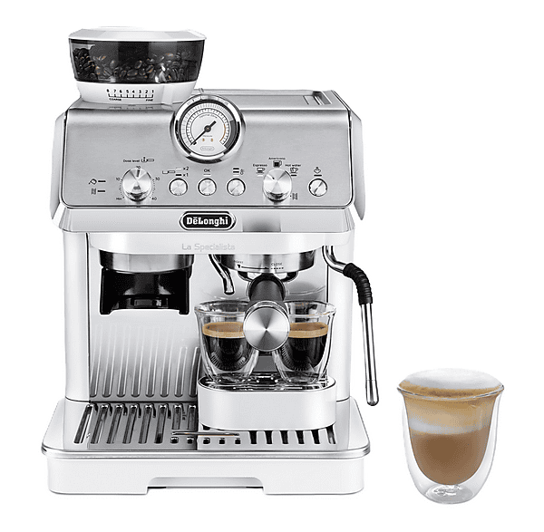 Cafetera espresso - Delonghi LA SPECIALISTA ARTE EC9155.W, 15 bar, 1300 W, 2 tazas, Blanco
