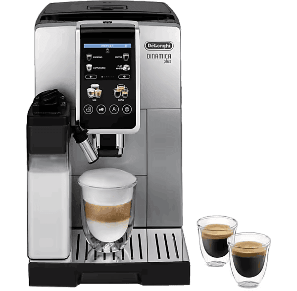 Cafetera superautomática - De Longhi, De'Longhi Dinamica Plus ECAM380.85.SB, 1450W, 15 bar, Molinillo Integrado, Espumador de leche, Táctil, 2 tazas