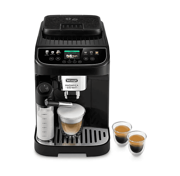 Máquina espresso - Delonghi Magnifica Evo Next, 15 bar, 1450 W, 2 tazas, Negro