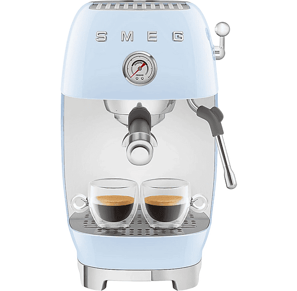 Cafetera espresso - Smeg ECF03PBEU, 15 bar, 1650 W, Azul pastel