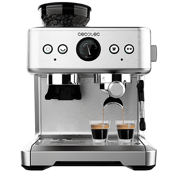 Cafetera express - Cecotec Power Espresso 20 Barista Maestro, 2250 W, 2 tazas, Plateado