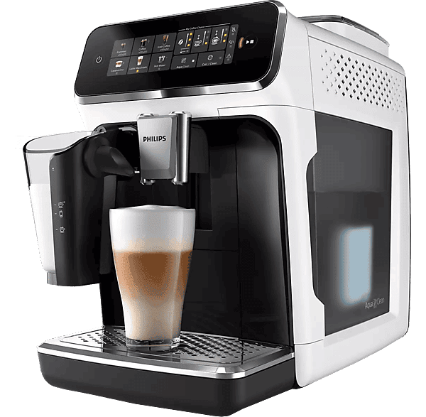 Cafetera superautomática - Philips EP3343/50, 19 bar, 230 W, 0.26 l, SilentBrew, Blanco y negro brillante