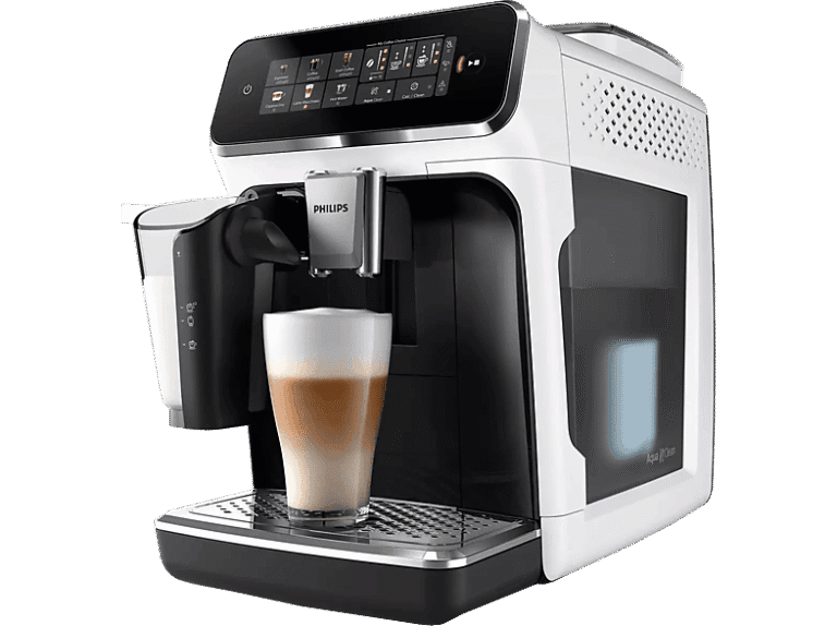 Cafetera superautomática - Philips EP3343/50, 19 bar, 230 W, 0.26 l, SilentBrew, Blanco y negro brillante