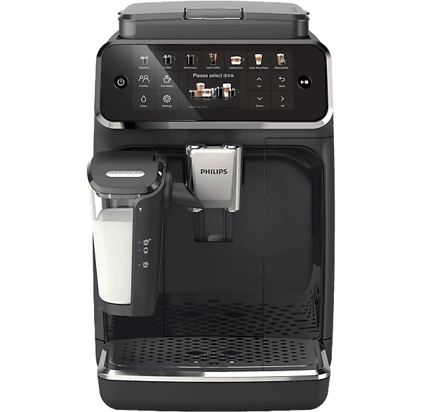Cafetera superautomática - Philips EP4441/50, LatteGo, Silent Brew, 12 Bebidas, 15 bar, AquaClean, Molinillo Cerámico, Aroma Extract, Negro