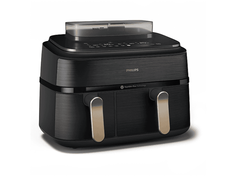 Freidora de aire - Philips 5000 series NA552/00, 2750 W, 9 l, Negro, Oro