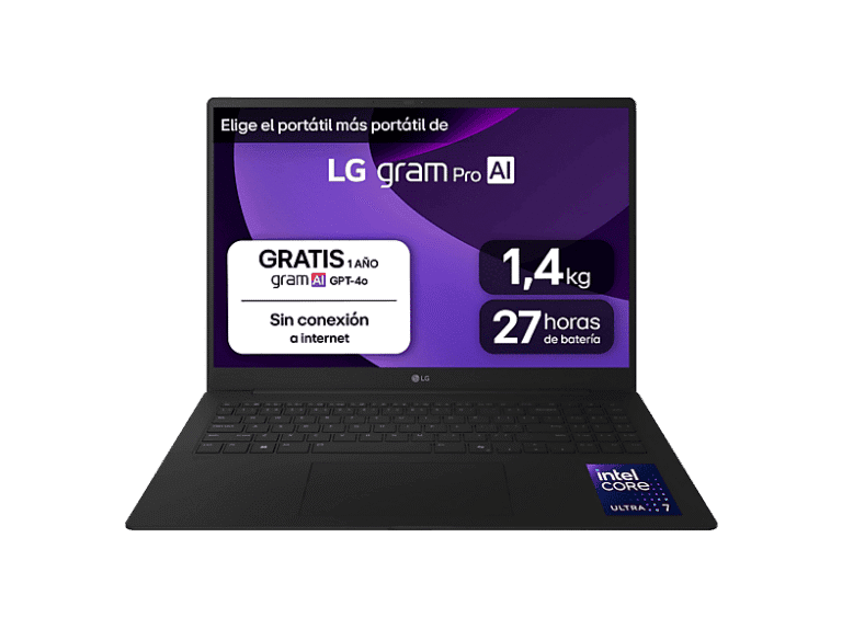 Portátil - LG 16Z90TR-E.AD88B, 16" WQXGA, Intel® Evo™ Edition Core™ Ultra 7-255H, 32 GB RAM, 1 TB SSD, GeForce RTX™ 5050, W11H