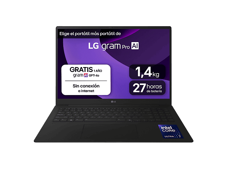 esy-8806096571385-1 Portátil - LG 16Z90TR-E.AD88B, 16" WQXGA, Intel® Evo™ Edition Core™ Ultra 7-255H, 32 GB RAM, 1 TB SSD, GeForce RTX™ 5050, W11H