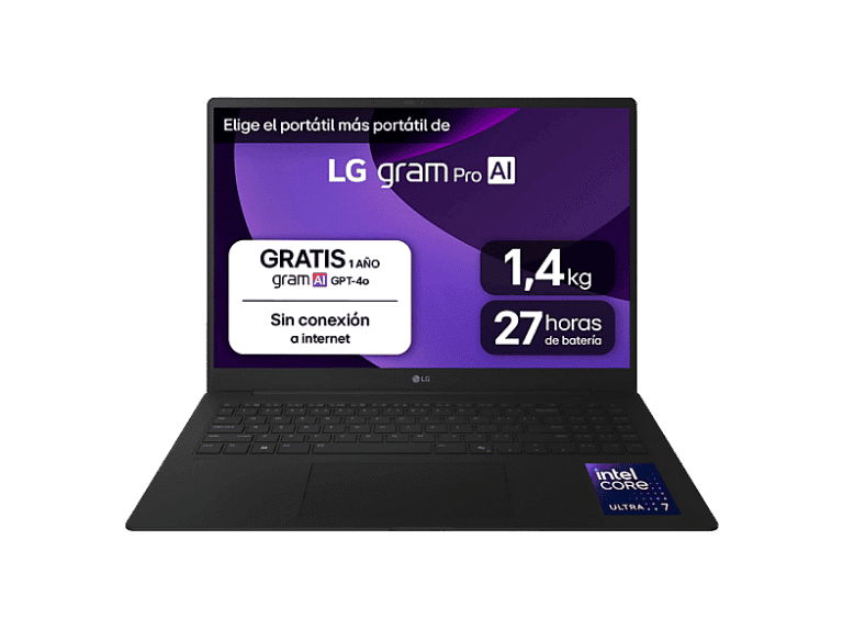Portátil - LG 17Z90TR-E.AD88B, 17" WQXGA, Intel® Evo™ Edition Core™ Ultra 7-255H, 32 GB RAM, 1TB SSD, GeForce RTX™ 5050, W11H